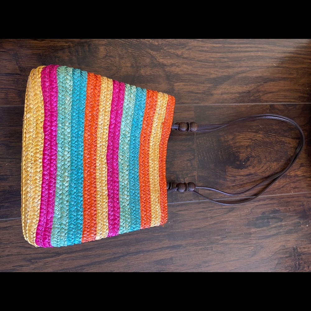 Rainbow straw purse